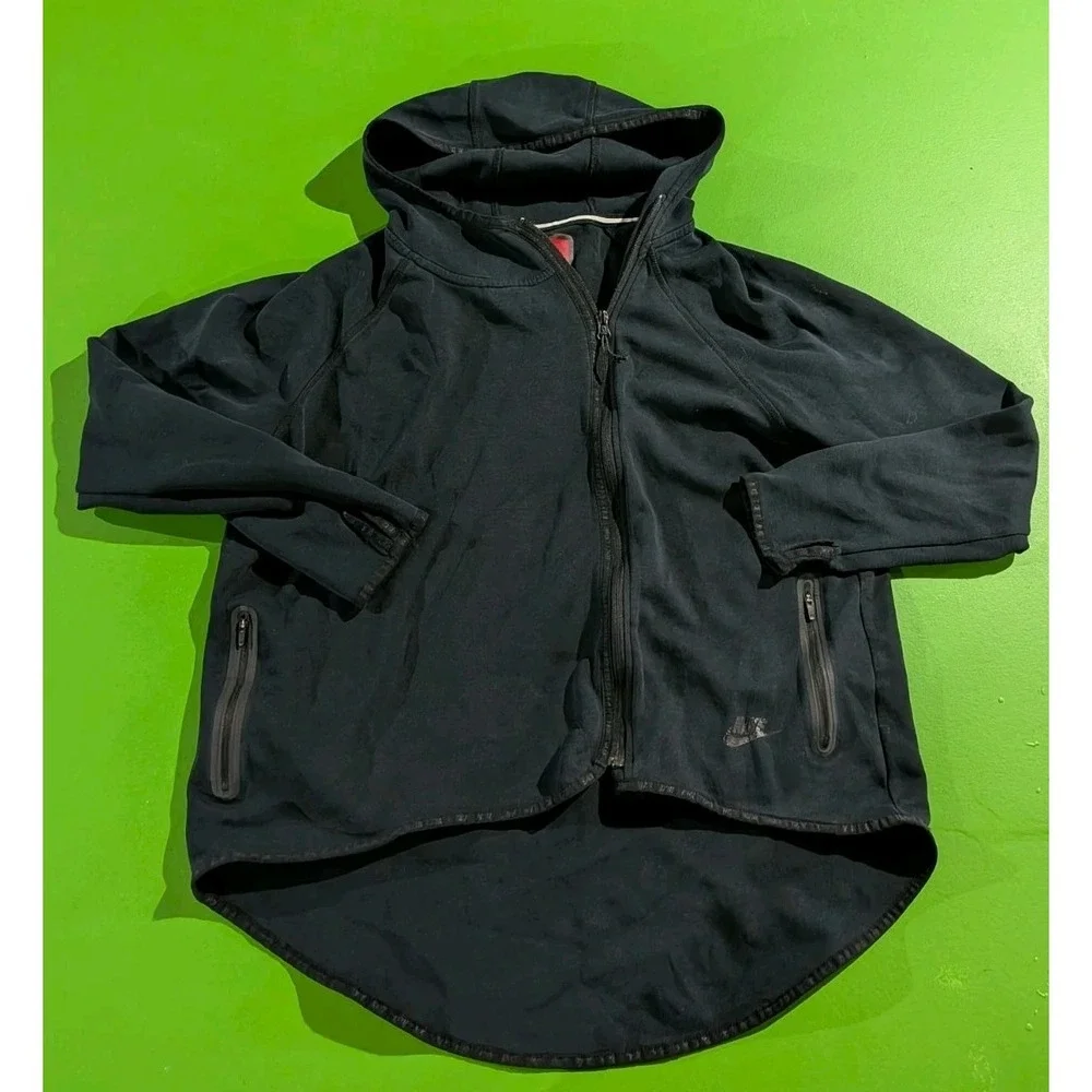 Nike Womens Black Tech Fleece‎ Cape 669613-010 Full Zip Hooded Jacket Size Large